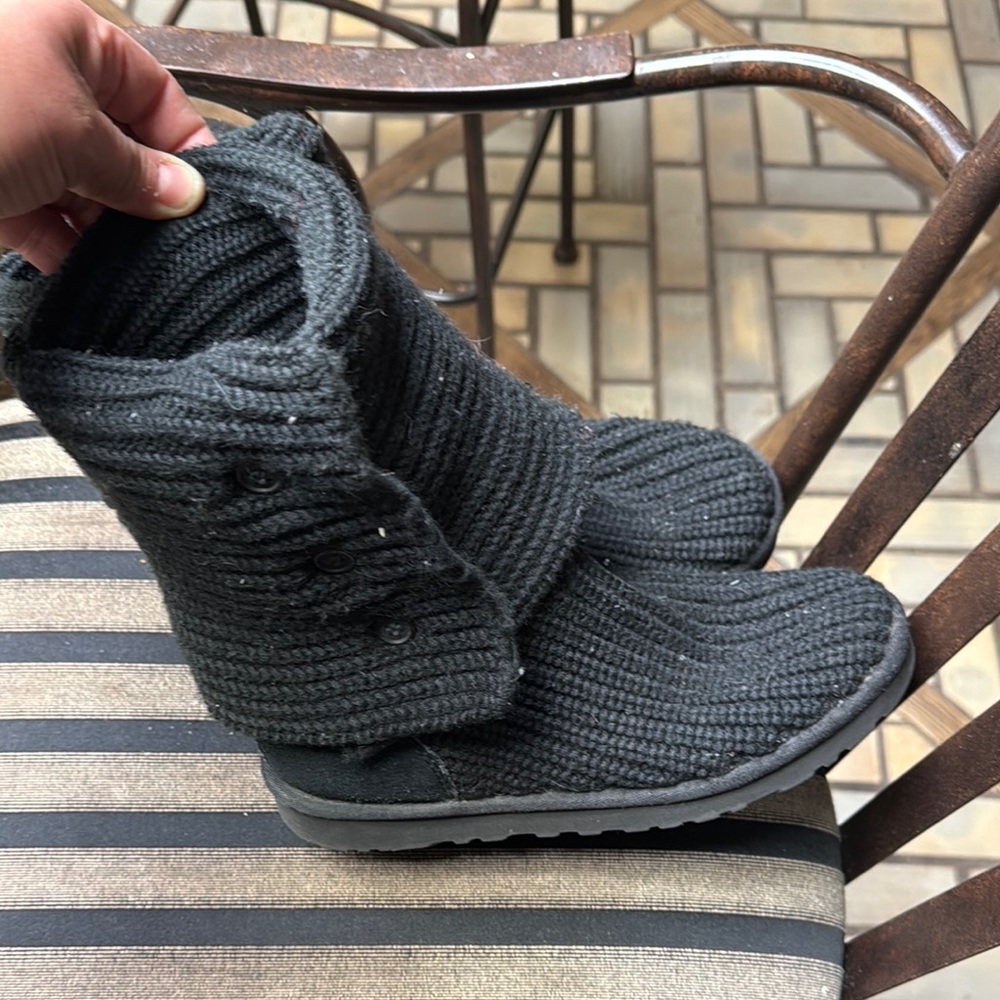 UGG Black Knit Button Boots